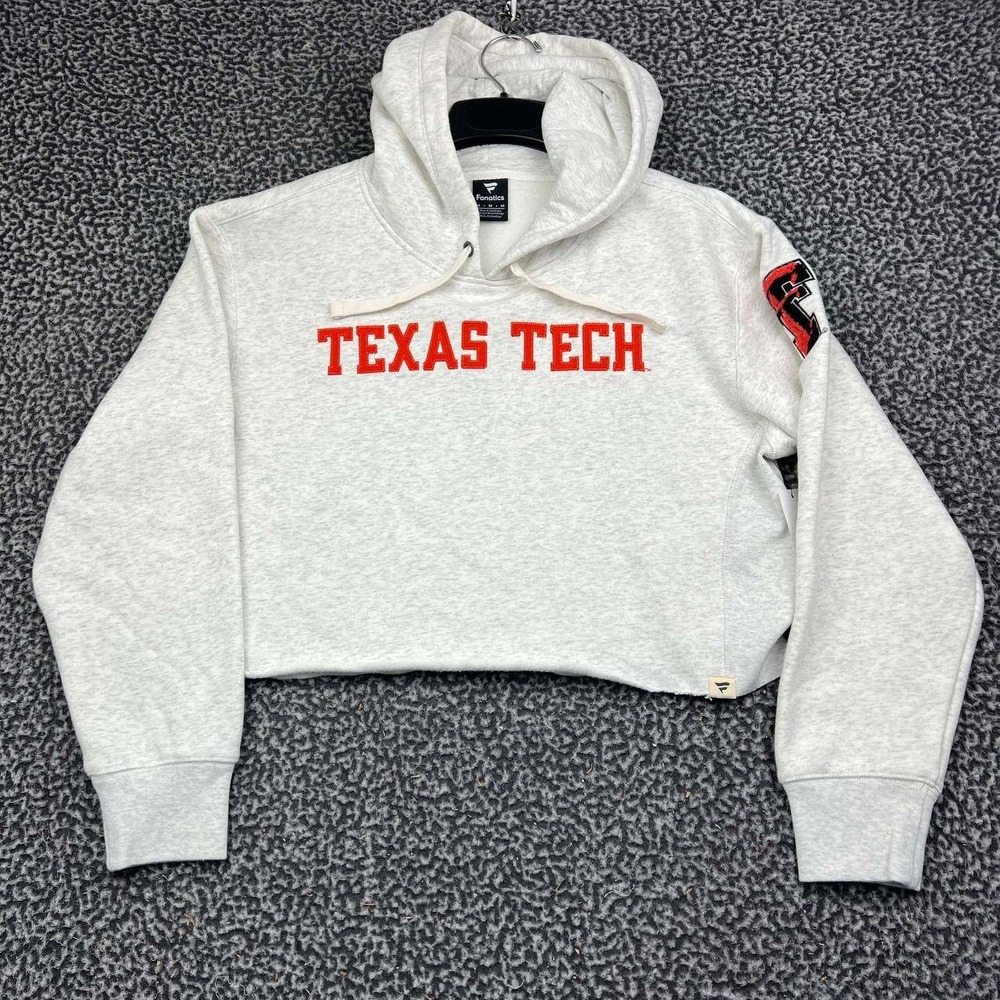 Texas Tech Red Raiders Hoodie Women Medium Gray Fanatics Cropped Pullover New M